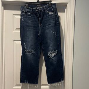 Judy Blue Dark Distressed Ankle Jeans